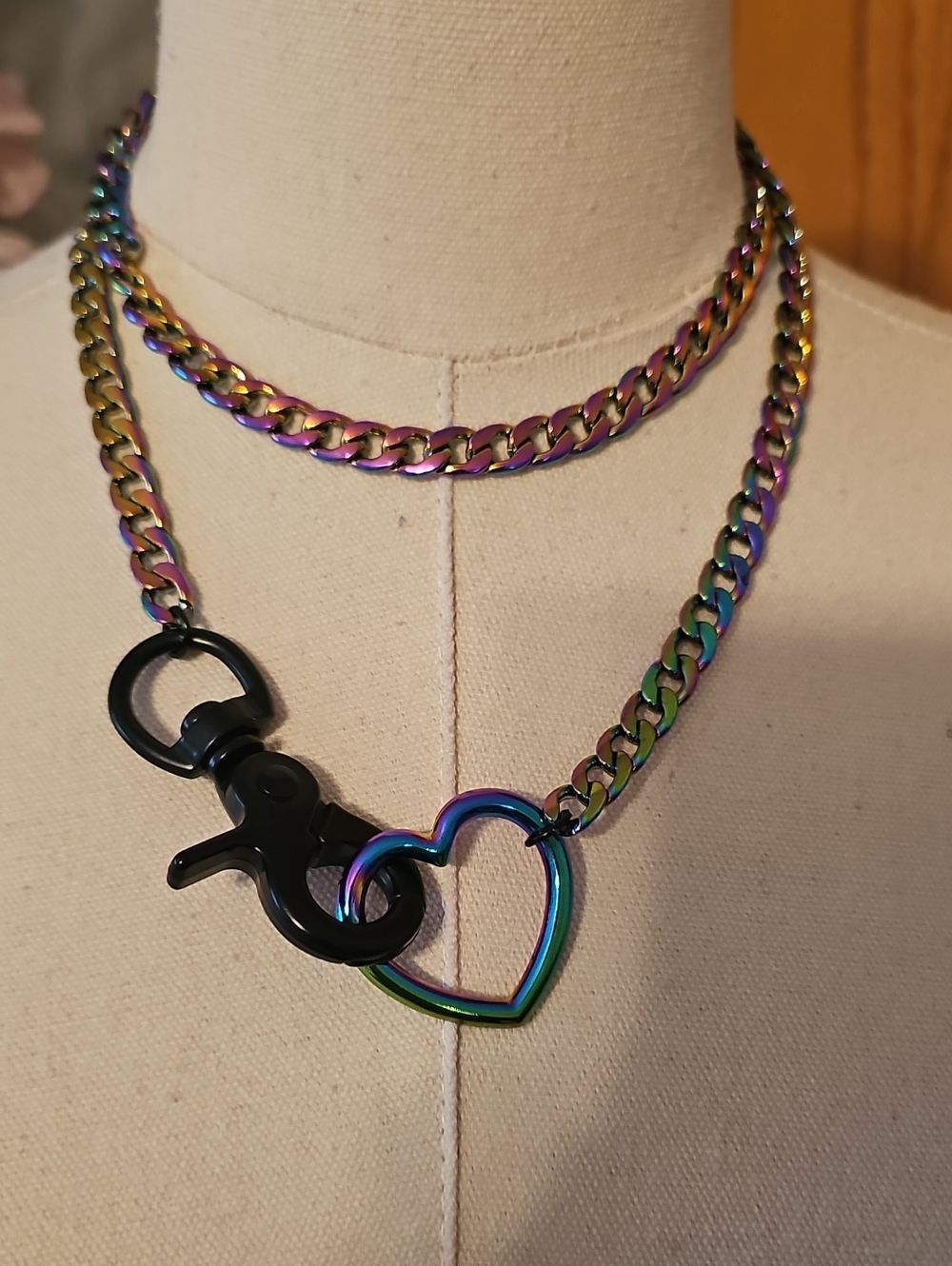 Rainbow Heart Chain Necklace